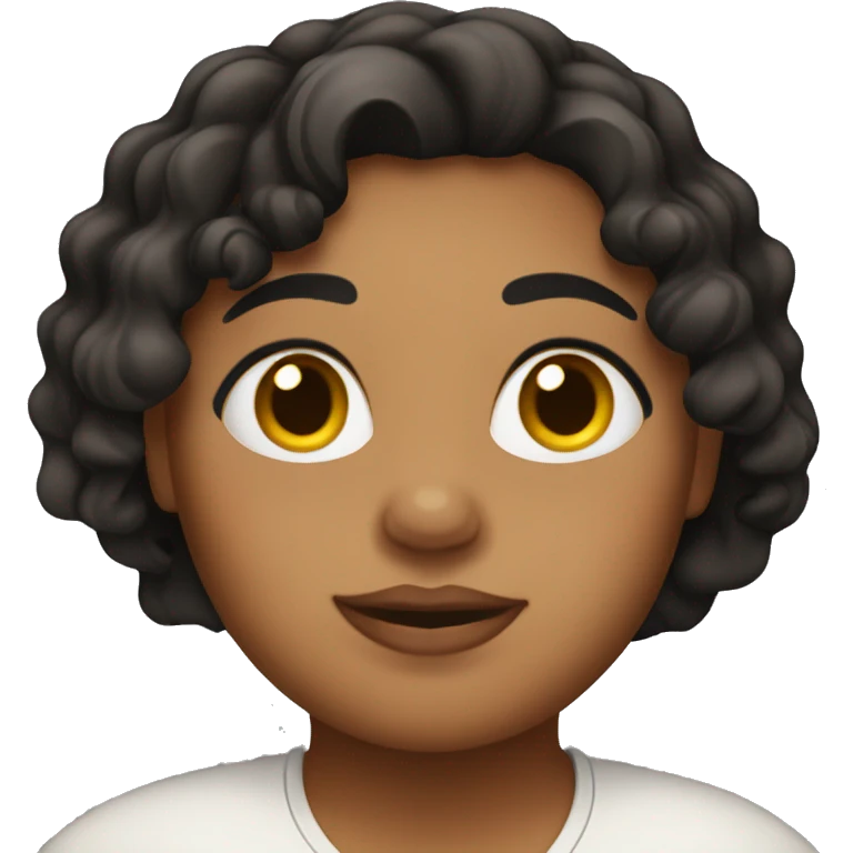 Brown-skinned, female, obese, with black wavy hair. emoji