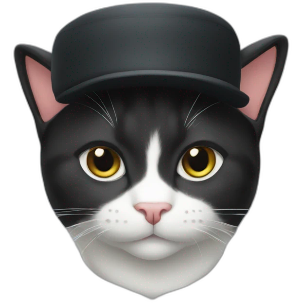 tuxedo cat in muir cap emoji