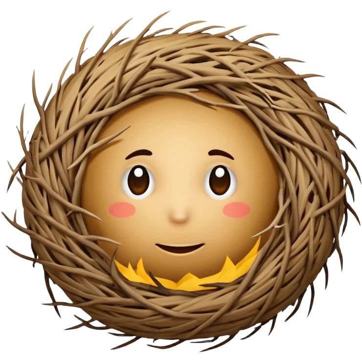tumbleweed emoji rolling in the center of the frame. The tumbleweed has a round but irregular messy shape, made of thick branches emoji