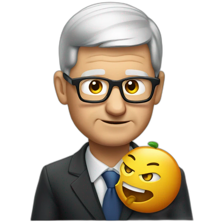 Tim Cook choking on a glizzy emoji