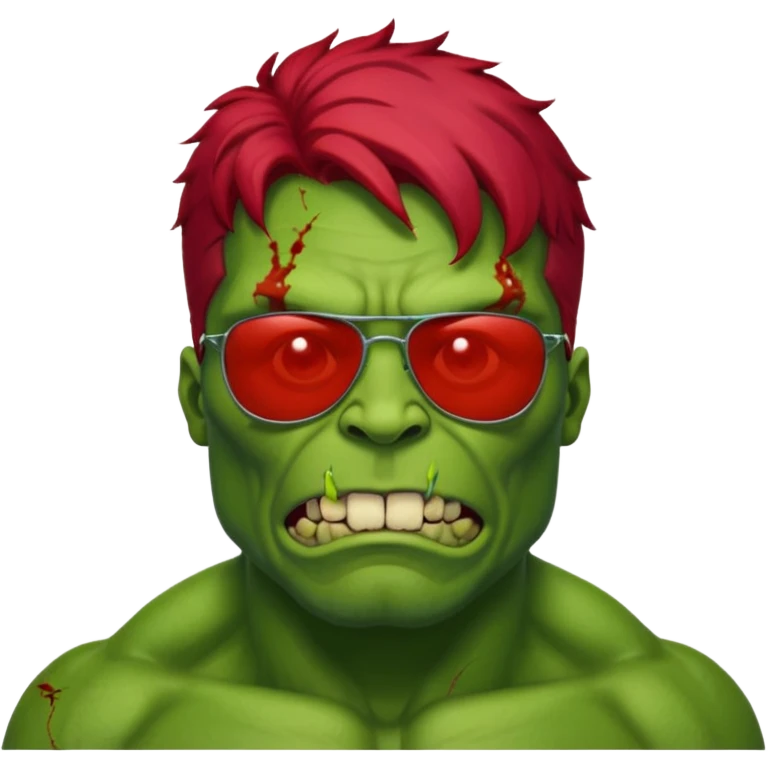 Zombie hulk with red hair and sun glasses emoji