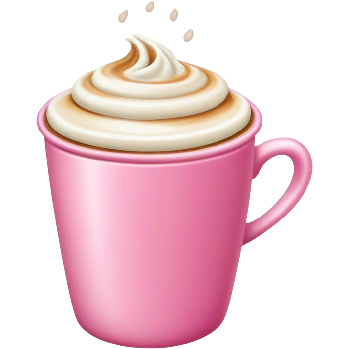 Pink cup of coffee, coffee with milk and crème emoji