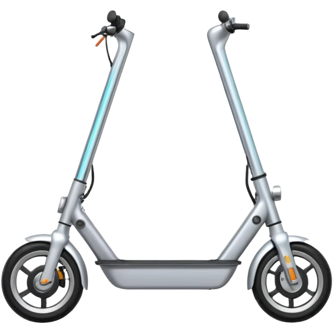 A futuristic electric scooter emoji made of silver chrome, sleek minimal frame, smooth metallic surface, subtle reflections, modern urban design, iOS emoji style, centered, clean white background emoji