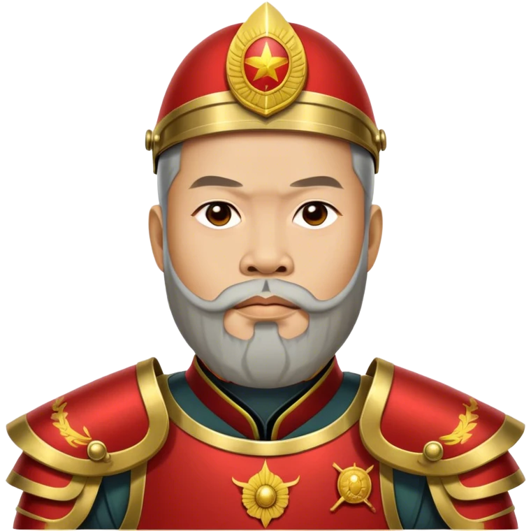 ​Cinematic Realistic Portrait of Trần Hưng Đạo, depicted as a revered Vietnamese general with his characteristic traditional Vietnamese beard and historic armor, his determined gaze illuminated by dramatic historical lighting that evokes his legendary martial spirit and leadership, emoji
