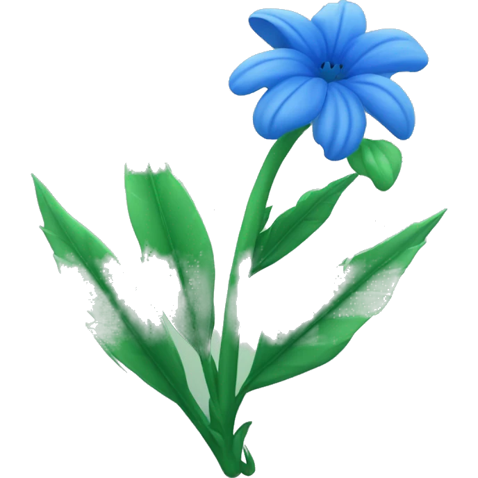 una flor azul con espinas y tallos verdes emoji