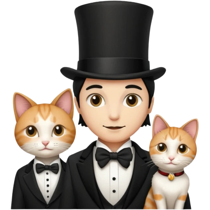 magician couple and their pet cat emoji