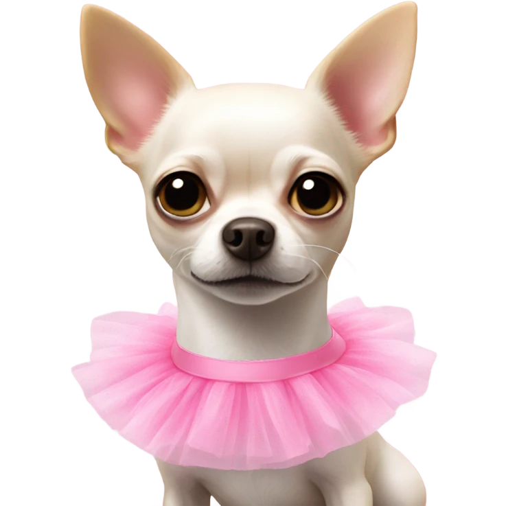 White chihuahua wearing a pink tutu emoji