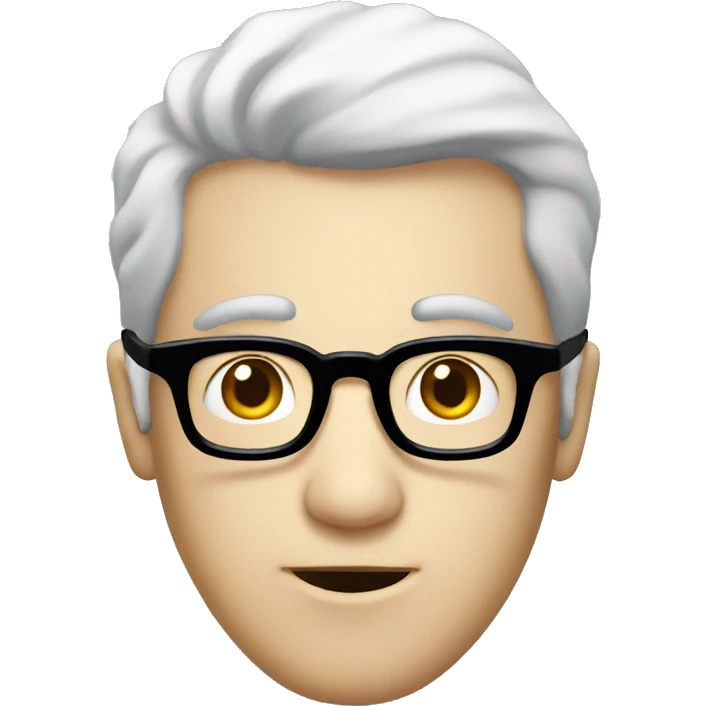a person with glasses on, has white faces emoji