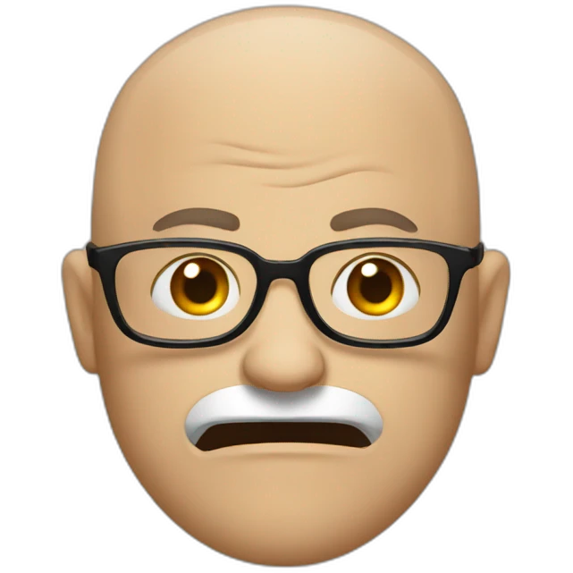 angry bald male with thick black glasses emoji