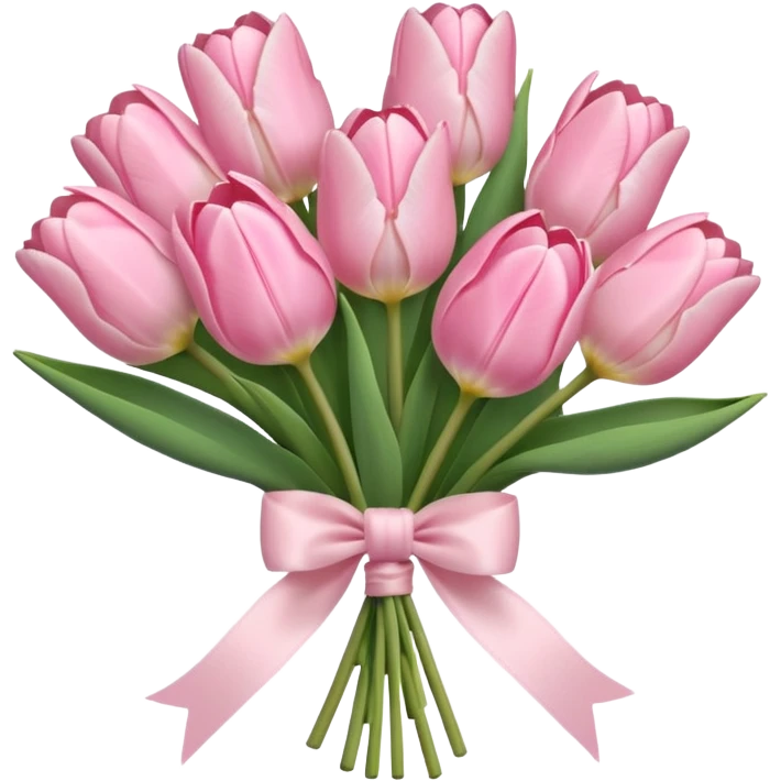 light pink tulip bouquet with light pink bow emoji