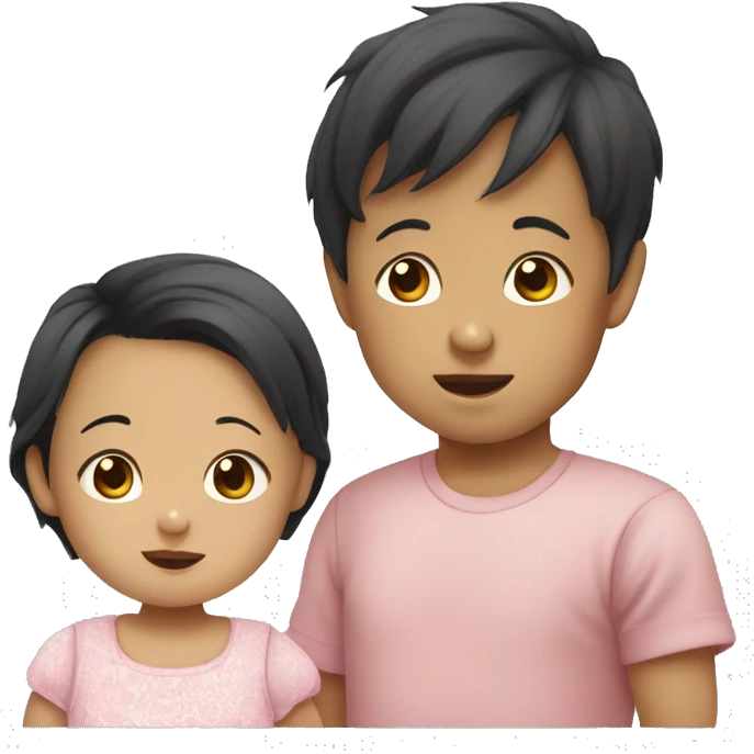 Asian babyBig brother and baby litte sister emoji
