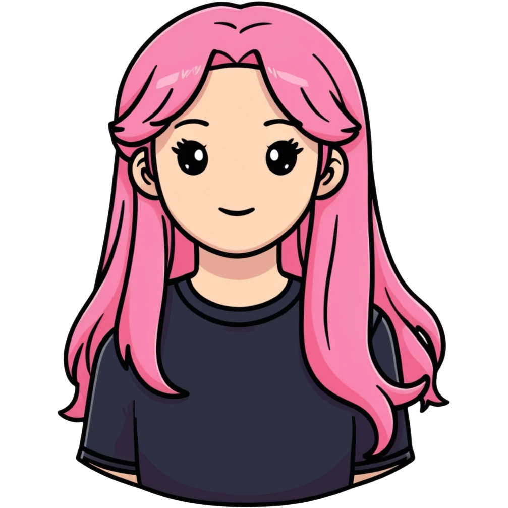 Girl pink long hair  emoji