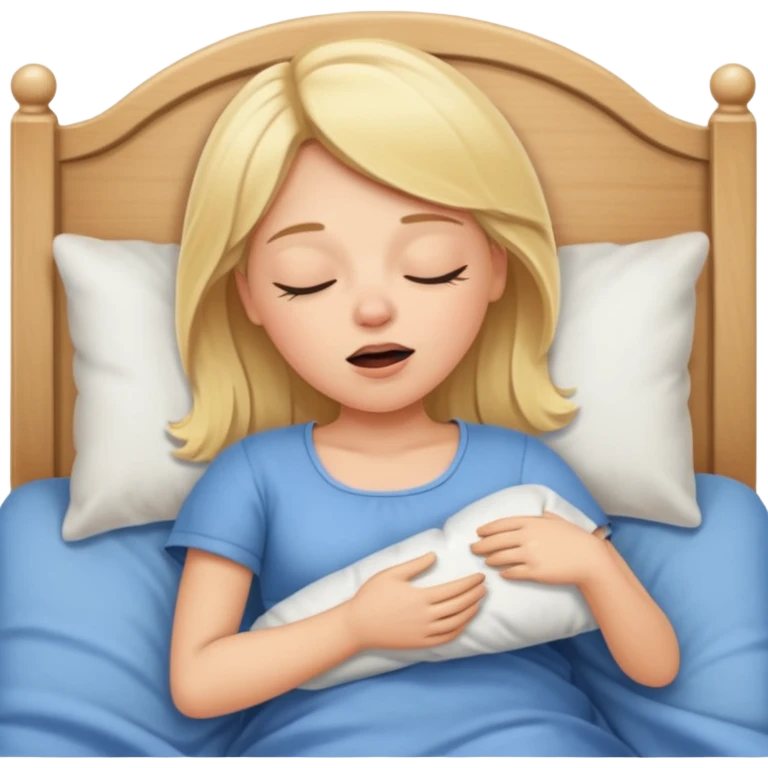 blonde girl lying in bed snoring emoji