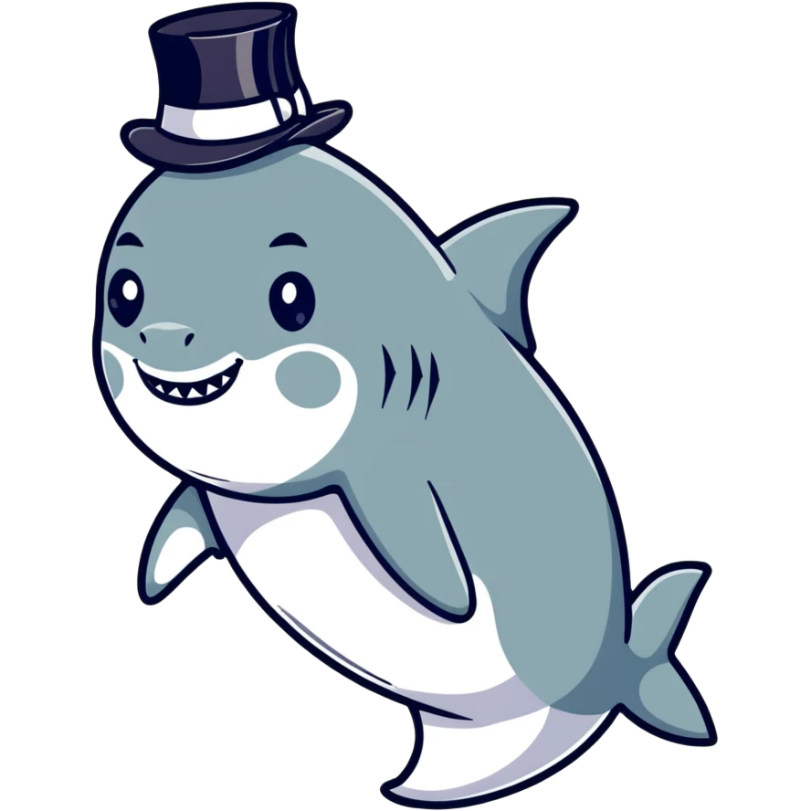 Shark with a top hat emoji