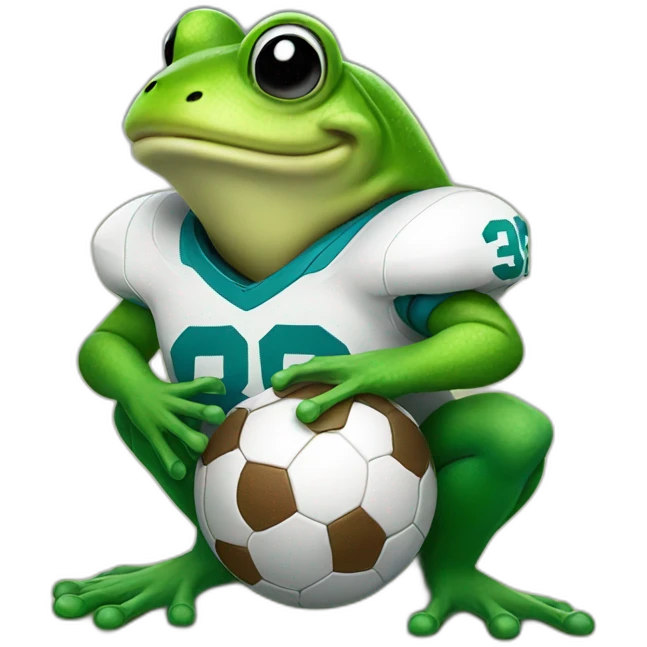 Frog holding a football emoji