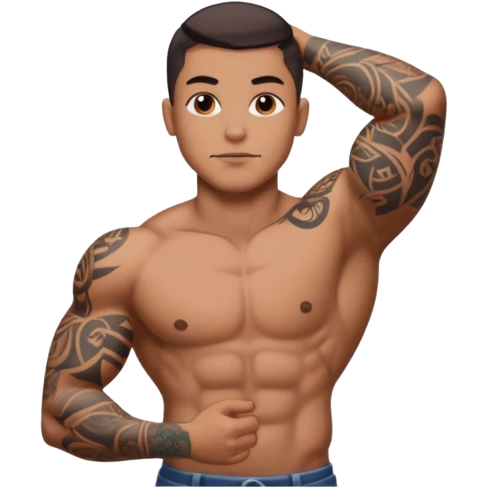 Muscled tattooed full sleeve emoji