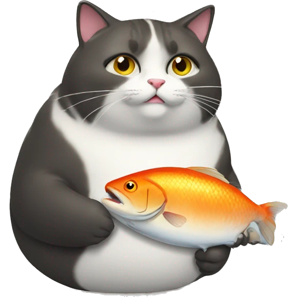fat cat eating fish emoji