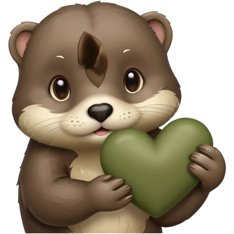 otter holding khaki green heart emoji