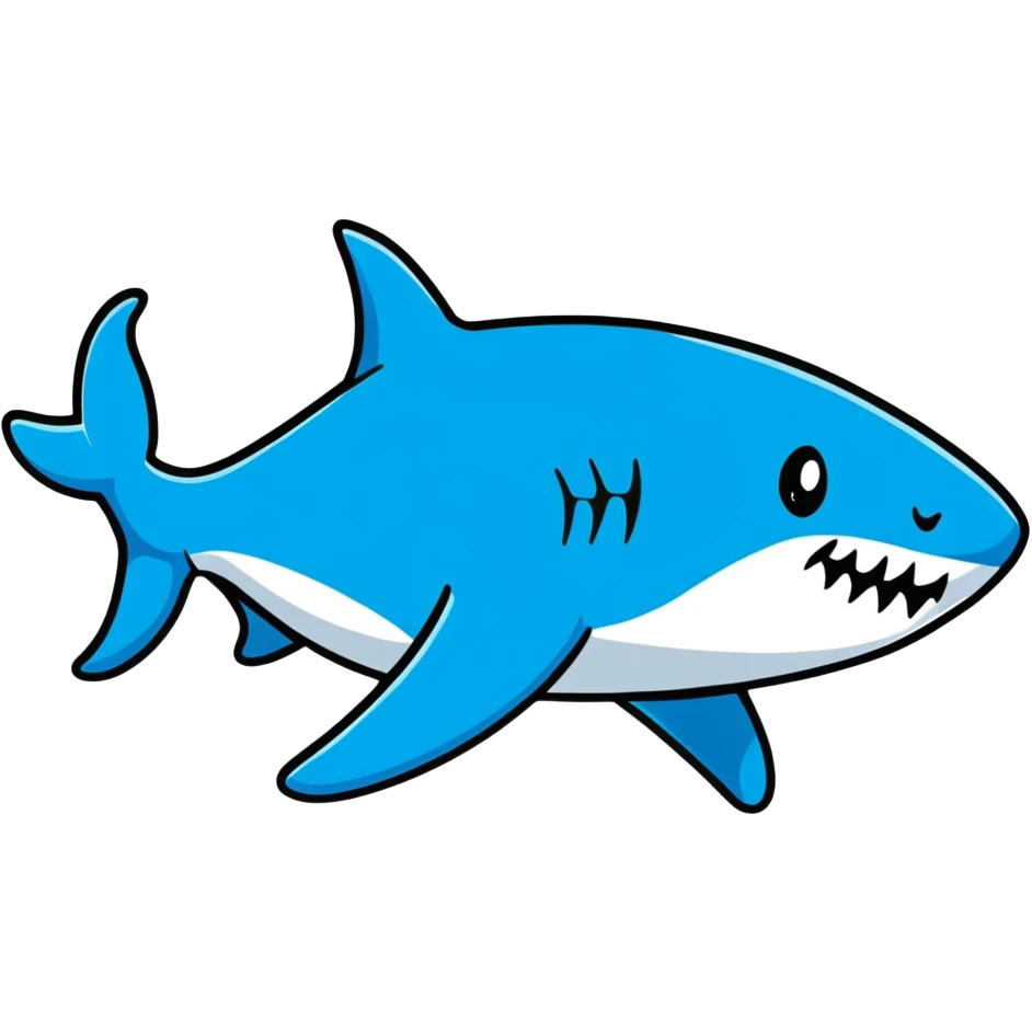 cartoonish shark with blue shoes on white background emoji