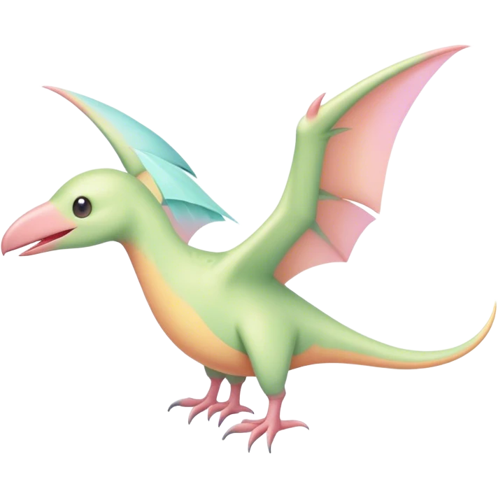 A cute, kawaii style pastel pterodactyl emoji