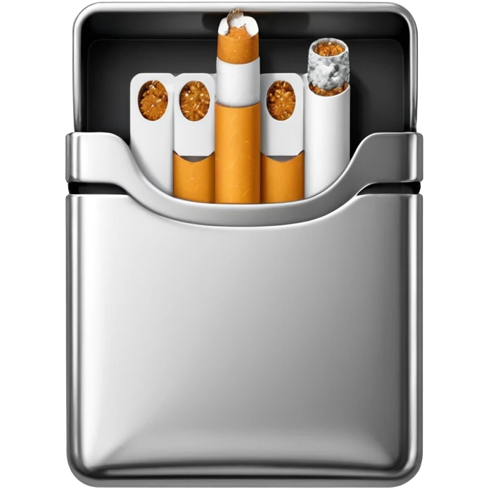 Minimalistic cigarette pack emoji, metallic black and white emoji