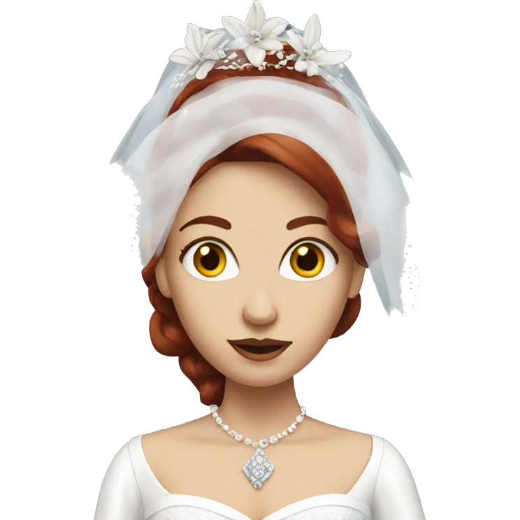 dark red hair white woman dressed as a bride emoji