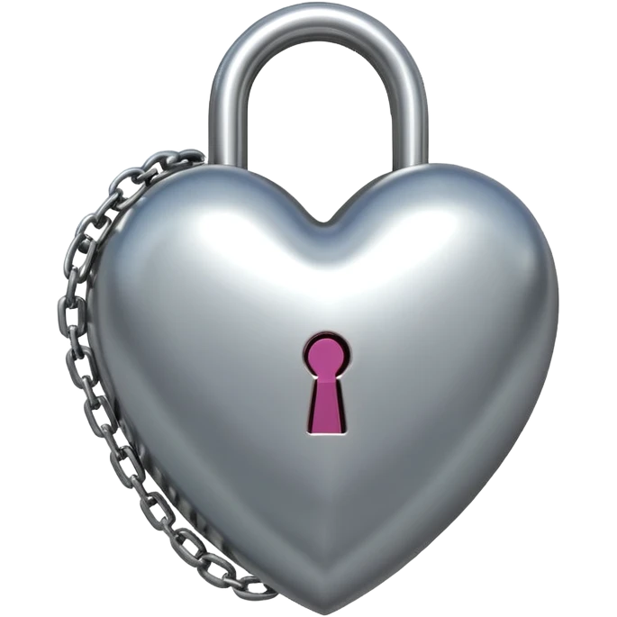 Metallic Shiny Alloy Glossy Silvery Heart with chains and a lock emoji