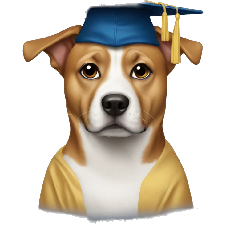 dog using cap gown emoji
