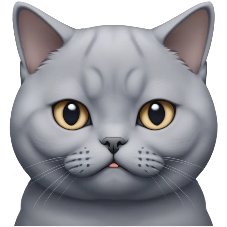 Cinematic Bored Grey British Shorthair Cat Portrait Emoji, Head tilted with a scrunched, utterly disinterested expression, sleek soft grey fur with subtle blue undertones, Simplified yet sharp features, highly detailed, glowing with a dull, indifferent glow, high shine, poised but exuding a sense of boredom, stylized with an air of subtle annoyance, focused yet clearly uninterested, soft glowing outline, capturing the essence of a bored yet adorably snarky kitty, so lifelike it feels like it could roll its eyes and sigh dramatically at any moment! emoji