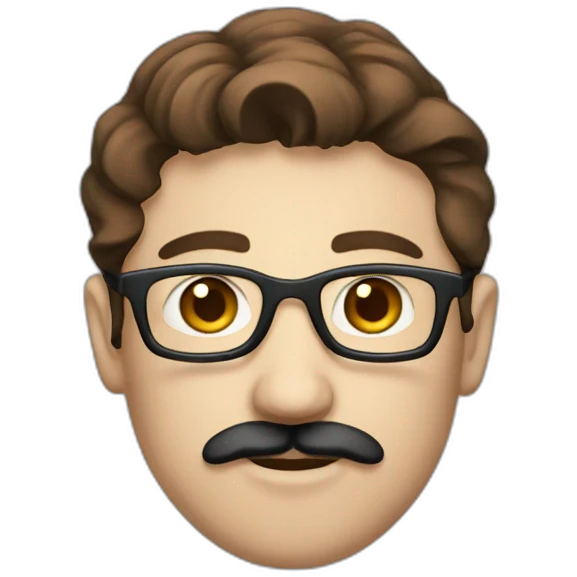 software developer with brown hair and black moustache emoji