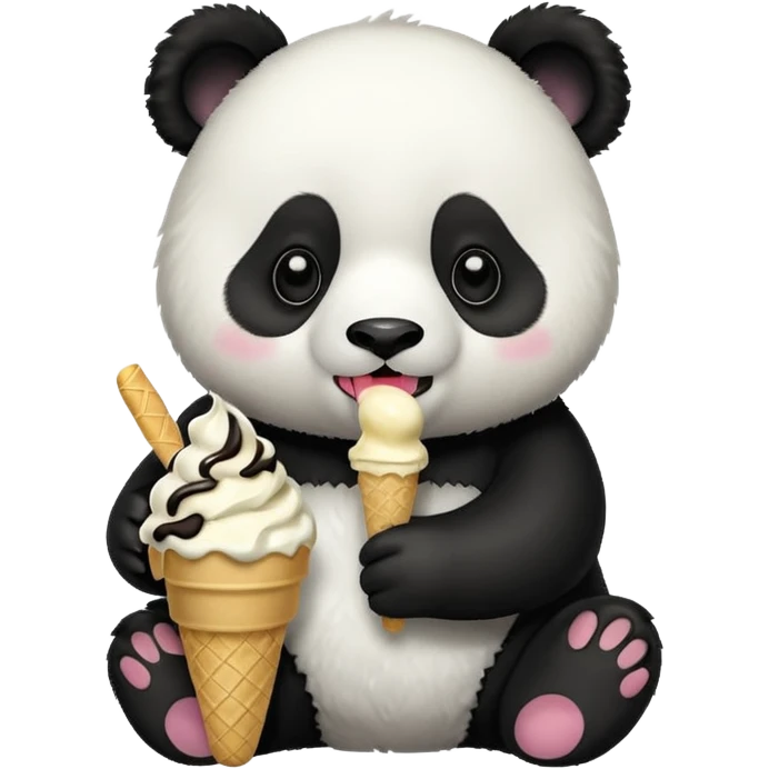 Panda eating ice cream emoji