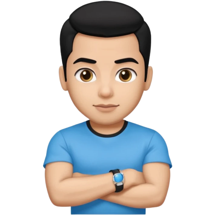 ipretty bratz emoji of salman khan wearing a black tee, silver- blue bracelet, black hair emoji