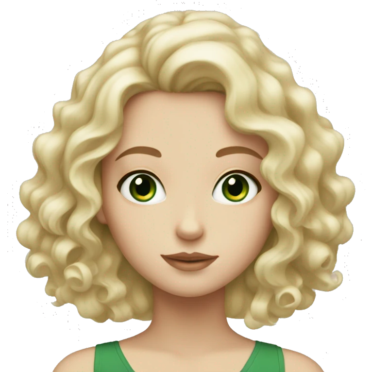 white girl with green eyes and wavy hair  emoji