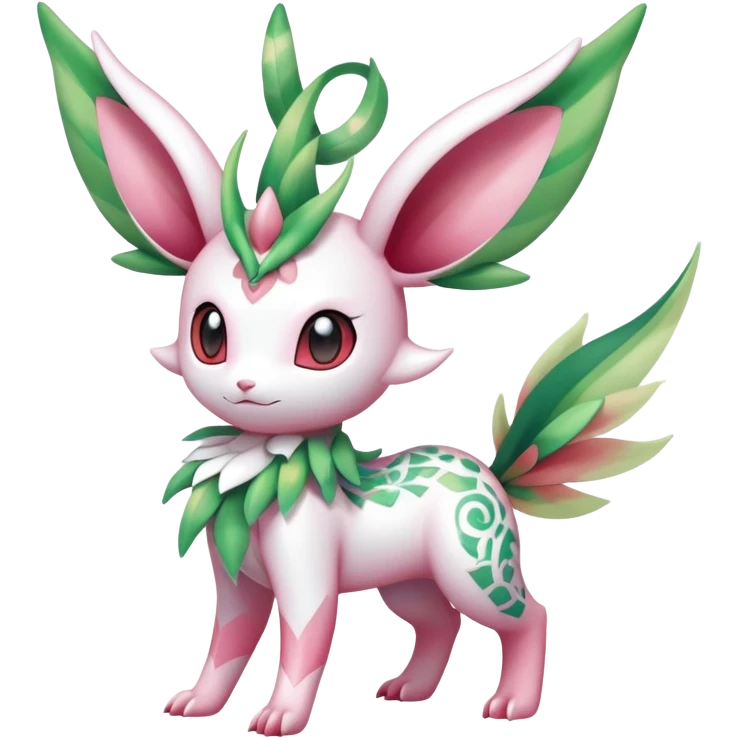 Shiny Exotic Cute Adorable Majestic Ethereal Sparkly Flygon-Sylveon-Leafeon-Shaymin-Hybrid-Creature with white pattern-markings emoji