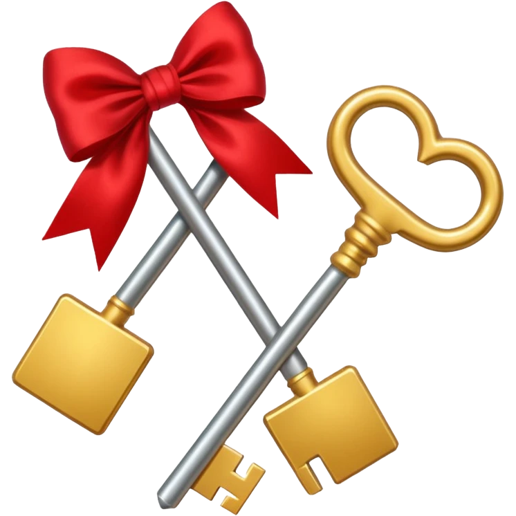 gold two keys tied with a red bow emoji