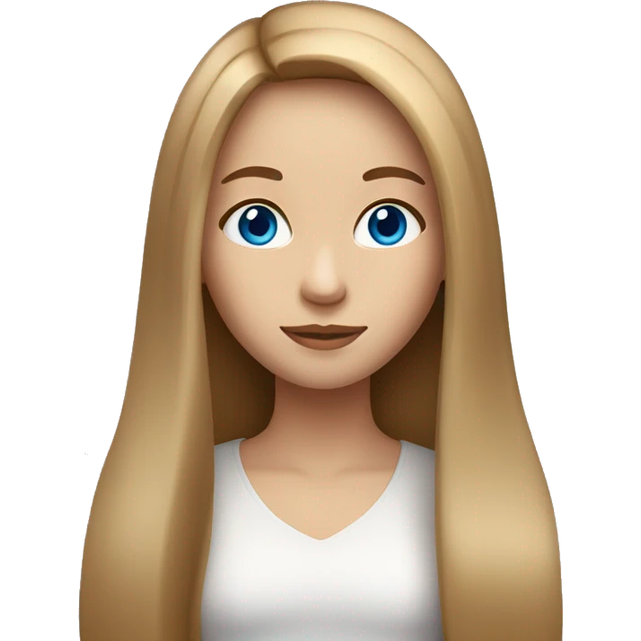 Girl with long light brown straight hair and blue eyes  emoji