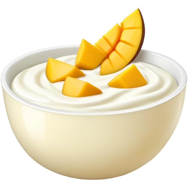 bowl of yogurt with fresh mango slices on top emoji