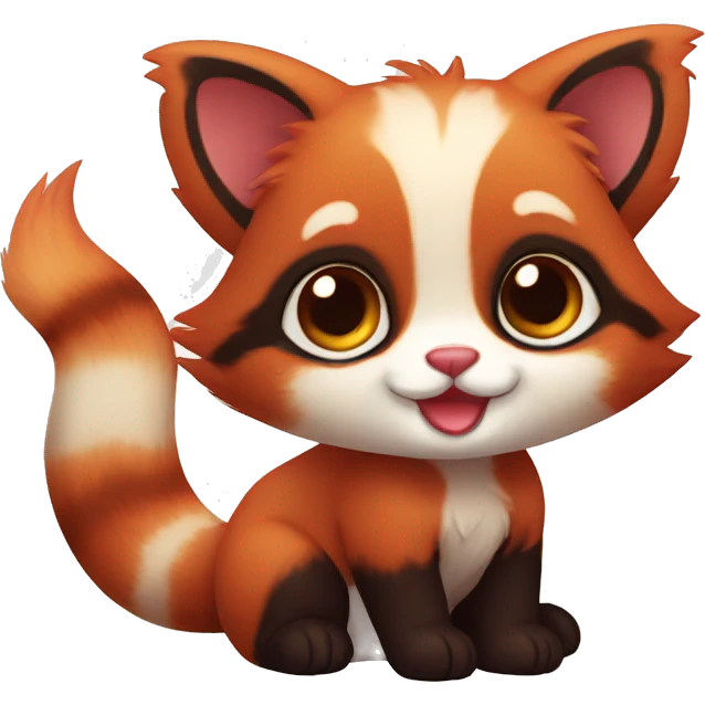 Cute Adorable Red Panda Cat hybrid full body emoji