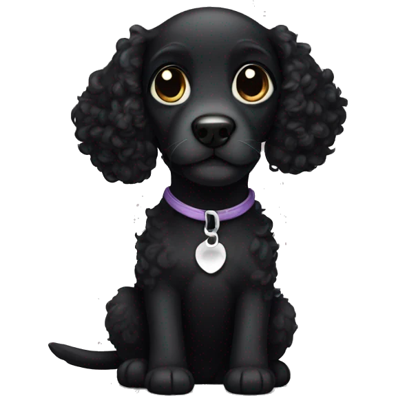 curly black puppy with white forehead emoji
