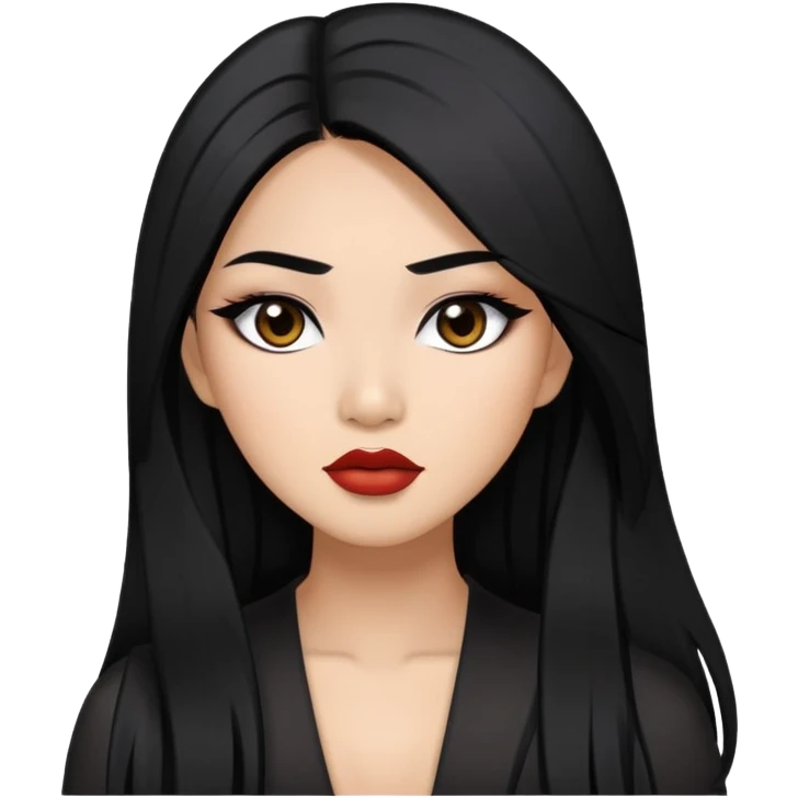 baddie with Asian and Latina features, long straight black hair, makeup emoji