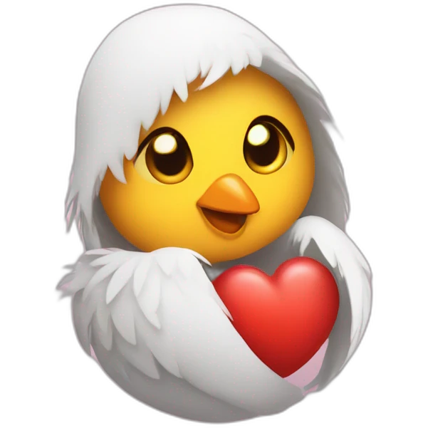 Chick with lof of hearts emoji