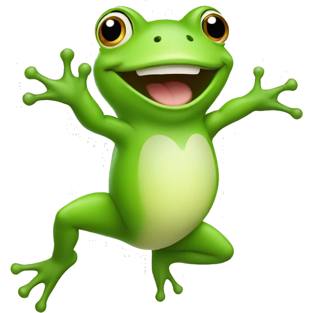 Happy cute frog jumping  emoji