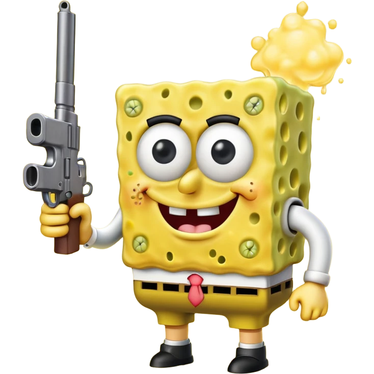SpongeBob with a gun emoji