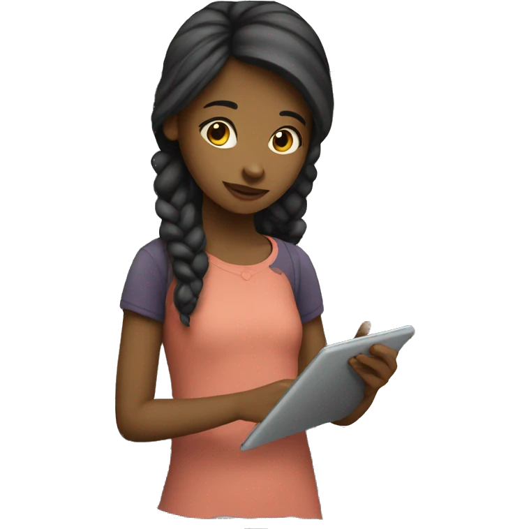 Girl learning with her ipad  emoji