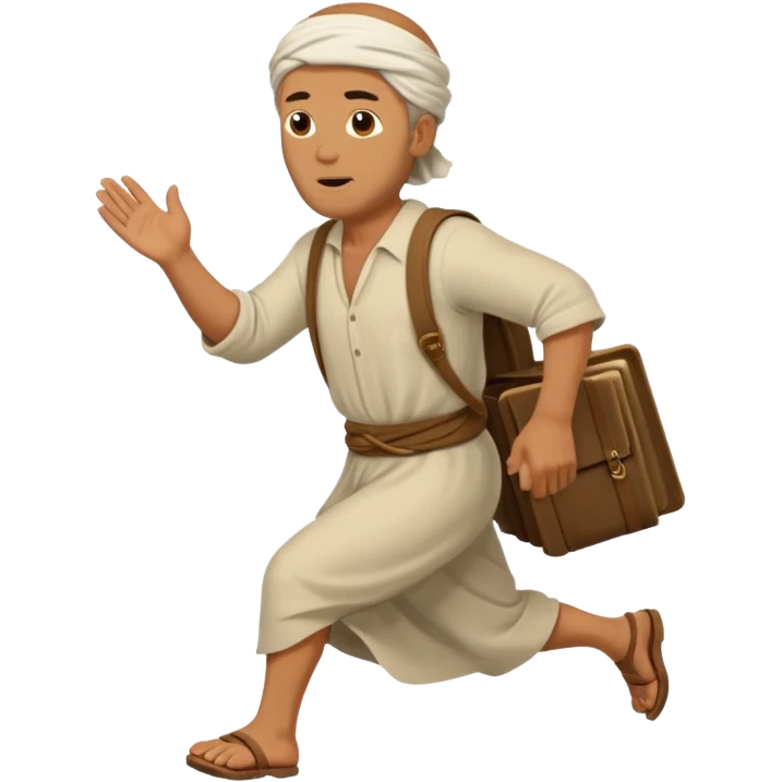 image of prophet Jonah (middleaged man)  in the bible fleeing emoji