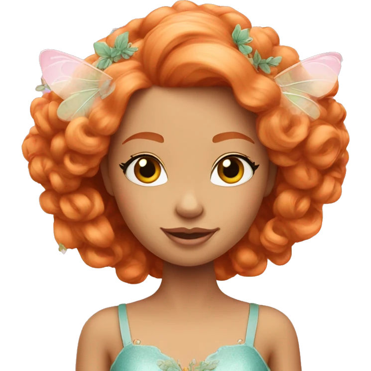 Beautiful ginger Barbie fairy emoji