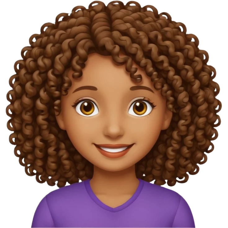 menina parda com cabelos cacheados emoji