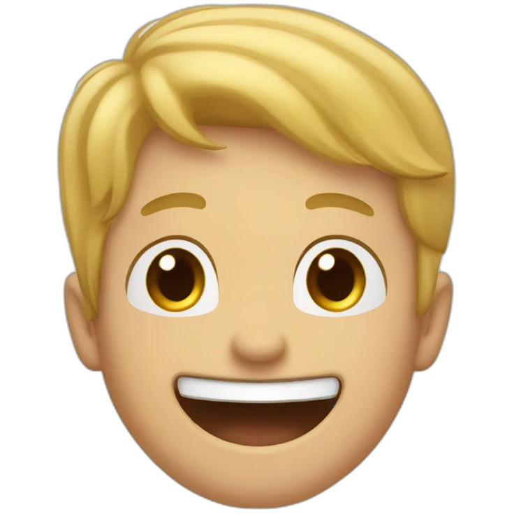 blond brown-eyed man laughing, with four little kids emoji
