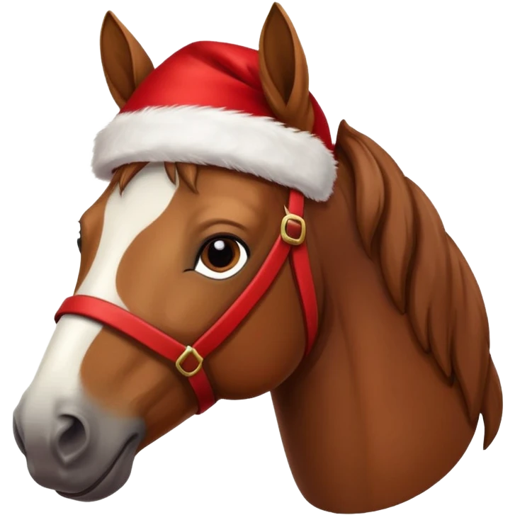 christmas brown horse with a red saddle emoji