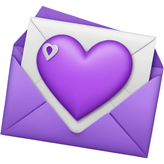 IOS's love letter emoji but with a purple heart instead of a red heart emoji